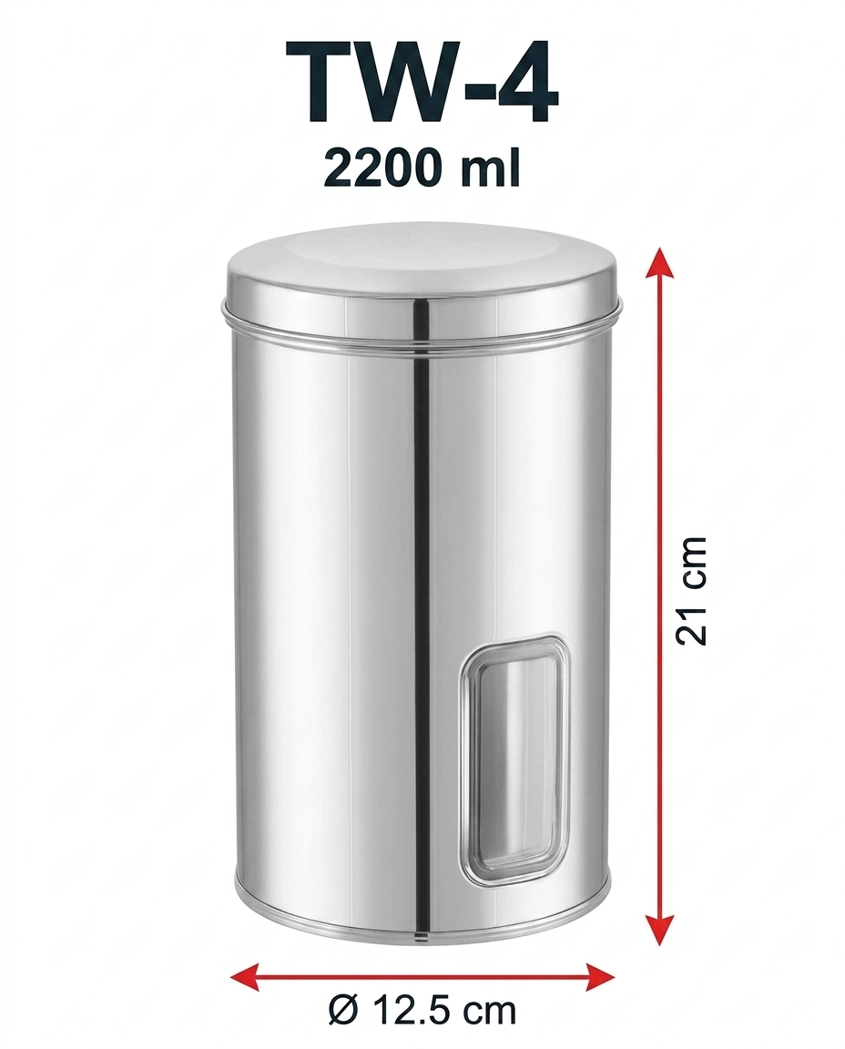 JVL Trendy Window Canister – Stainless Steel Airtight Storage Jar