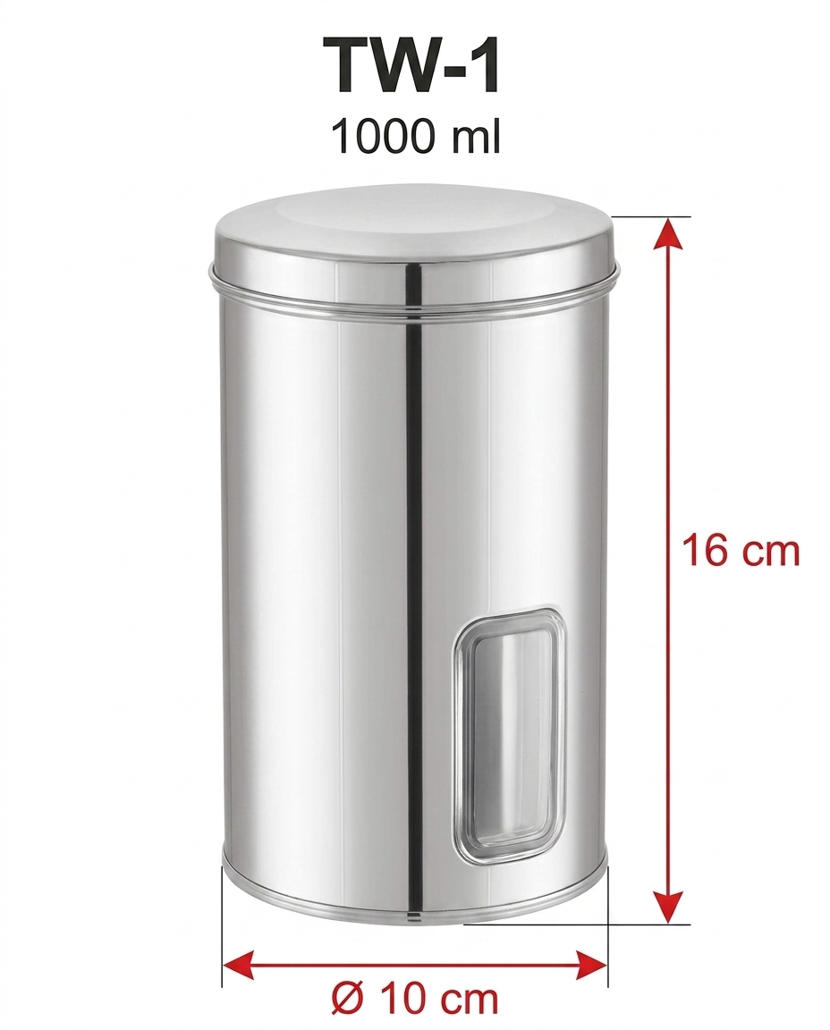 JVL Trendy Window Canister – Stainless Steel Airtight Storage Jar