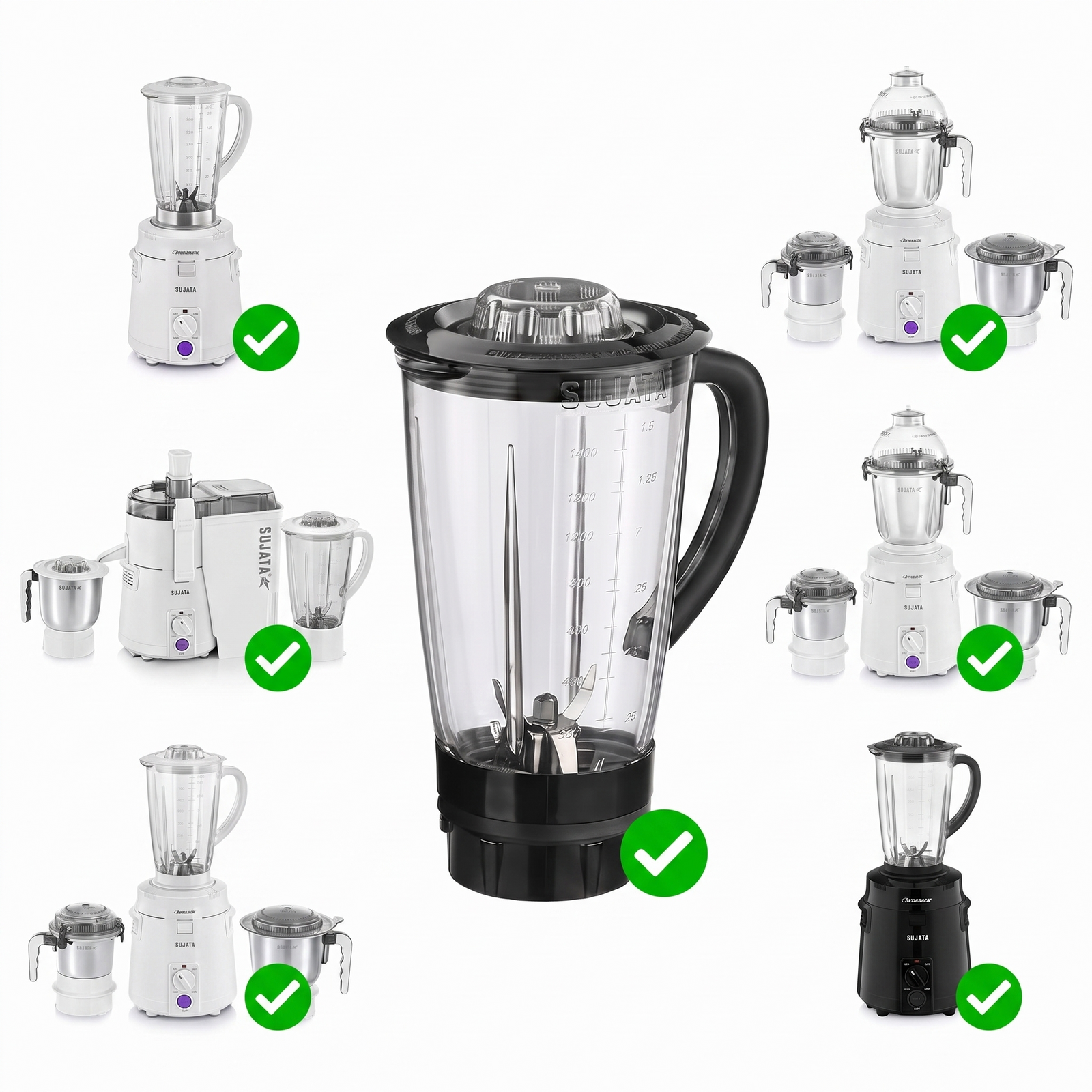Sujata Original Plastic Juicer Jar 1750ml - Compatible with 900W Models Only