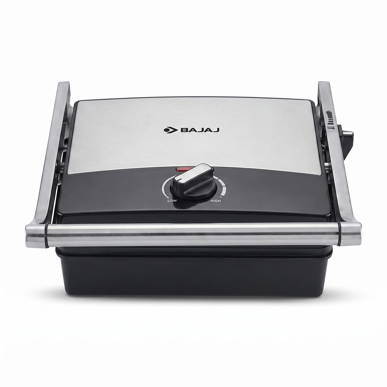 Bajaj 4 Grill Ultra 4-slice capacity with four sandwiches pressed on the grill plate
