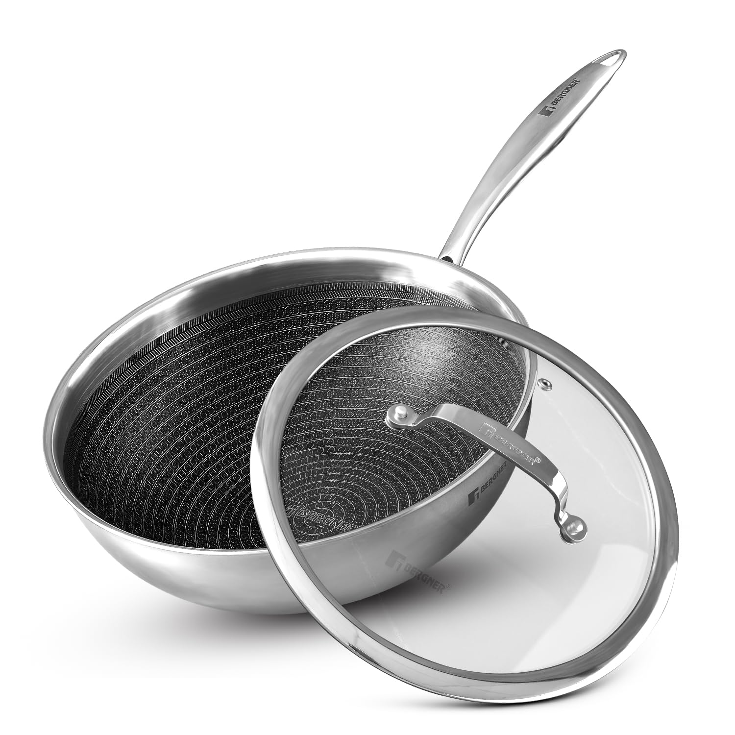 Bergner Hitech Prism Triply Stainless Steel Non Stick Frypan