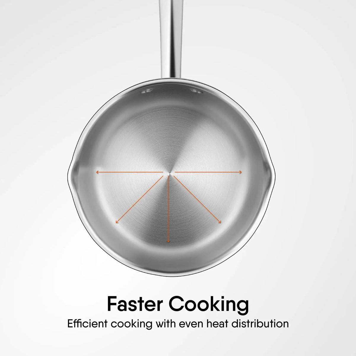 Stahl Artisan Triply Saucepan showing efficient cooking with even heat distribution and faster cooking capabilities.