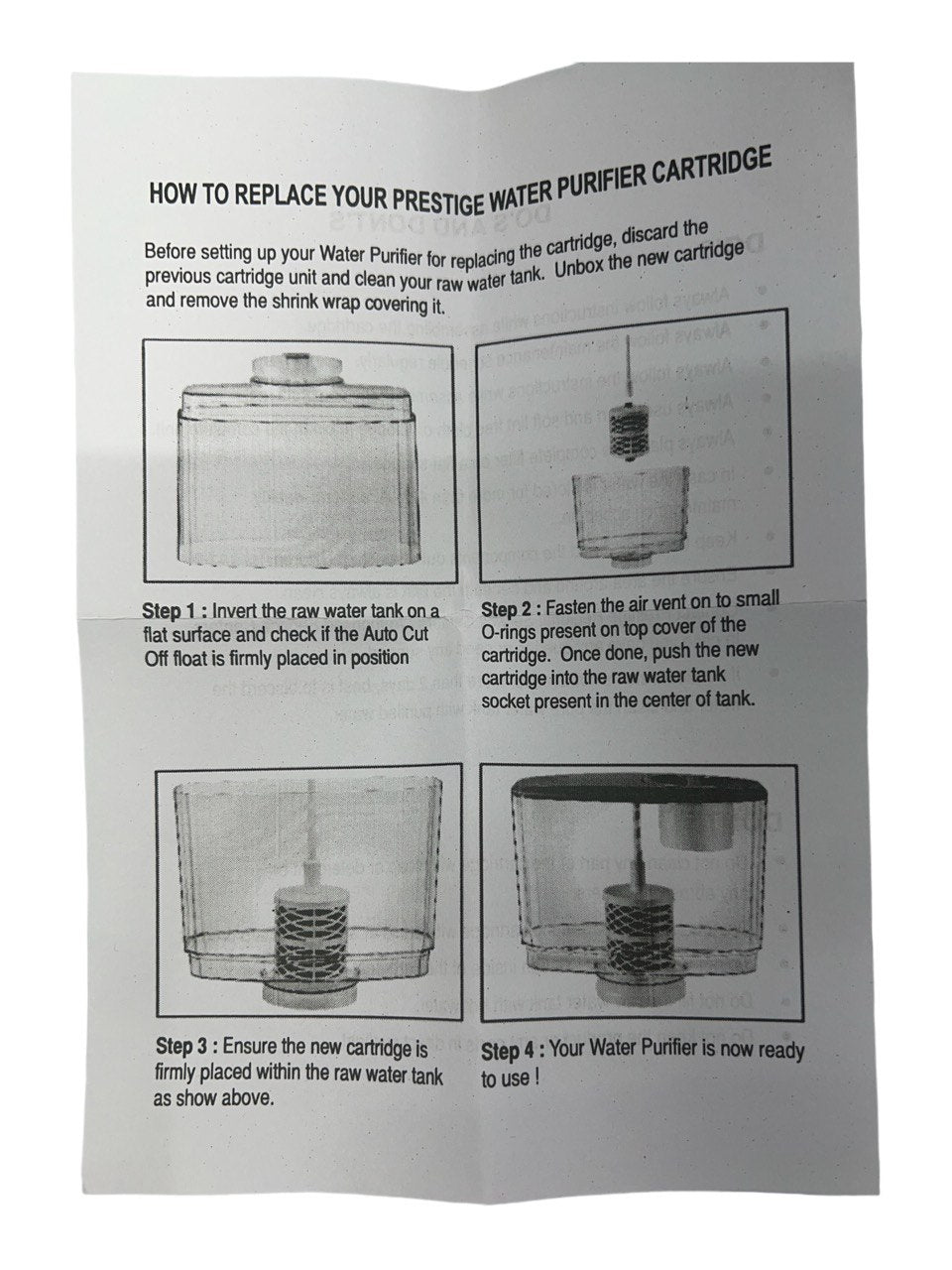 Prestige Water Purifier Cartridge 1500 Liters purification capacity