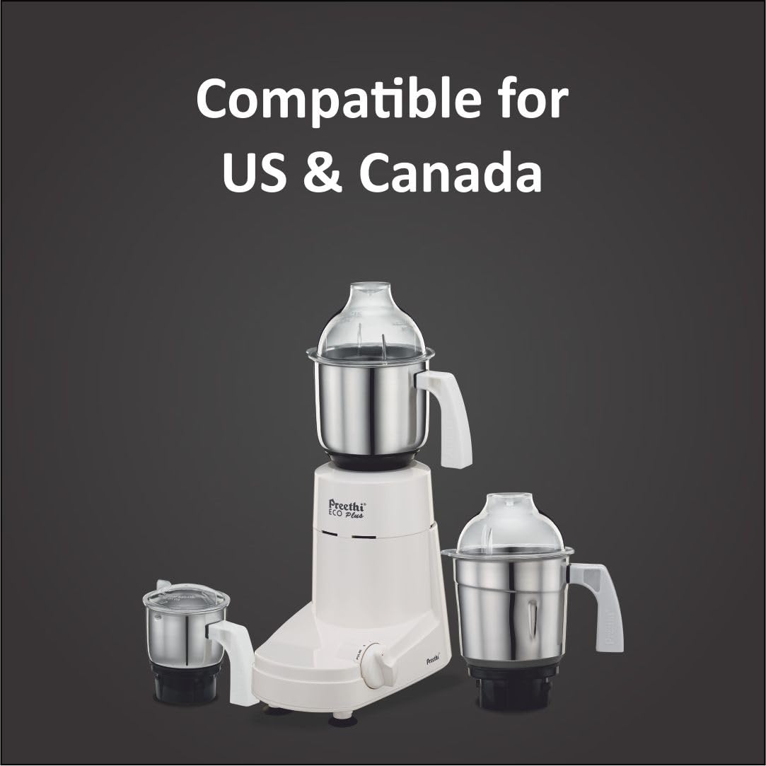 Preethi Eco Plus 550-Watt Mixer Grinder (110volts for use in USA & Canada)