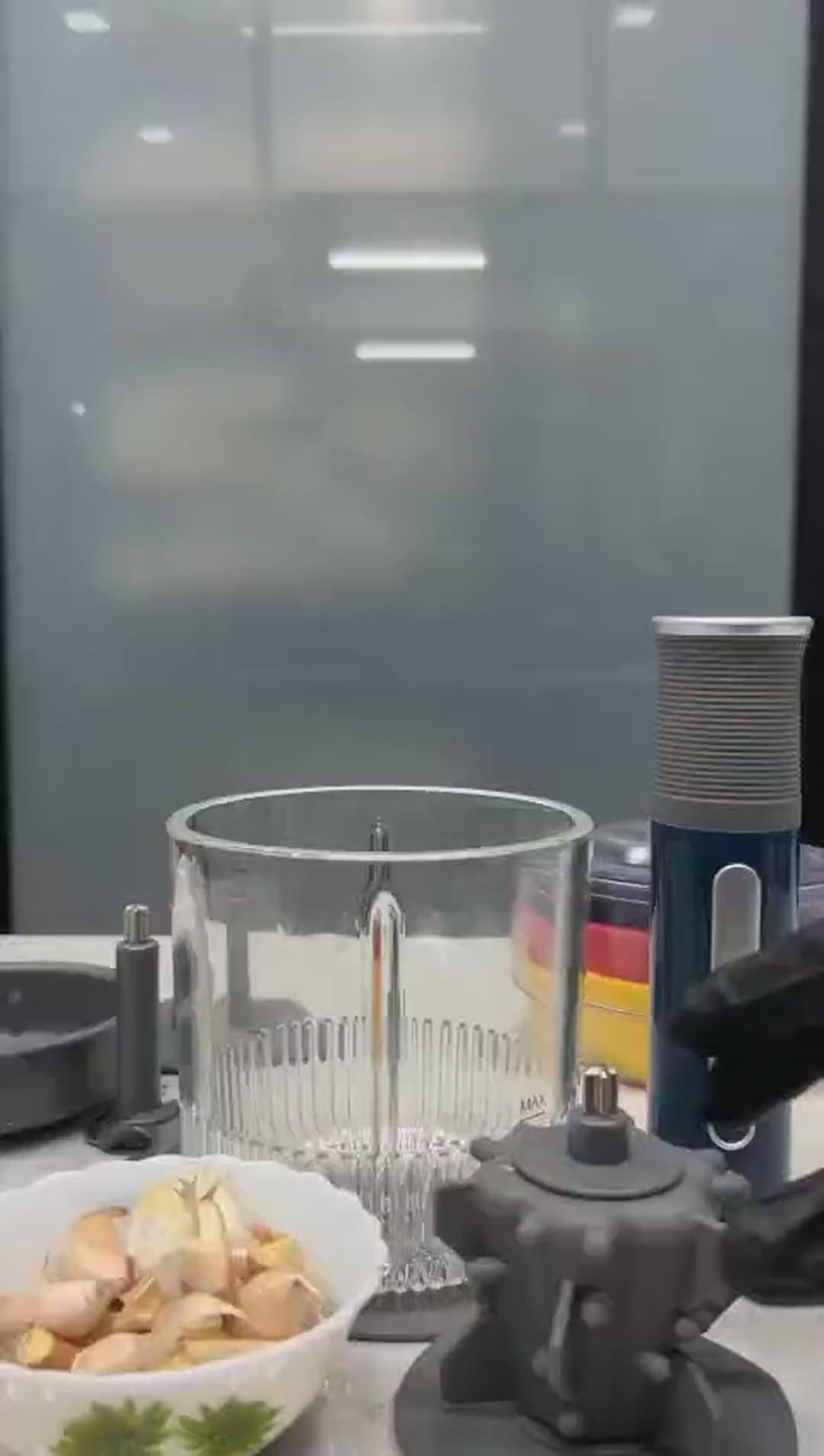 Brewine USB Rechargeable Cordless Vegetable Chopper 400ml Glass Bowl | Mini Food Processor with Garlic Peeler | 3 Bowls Included