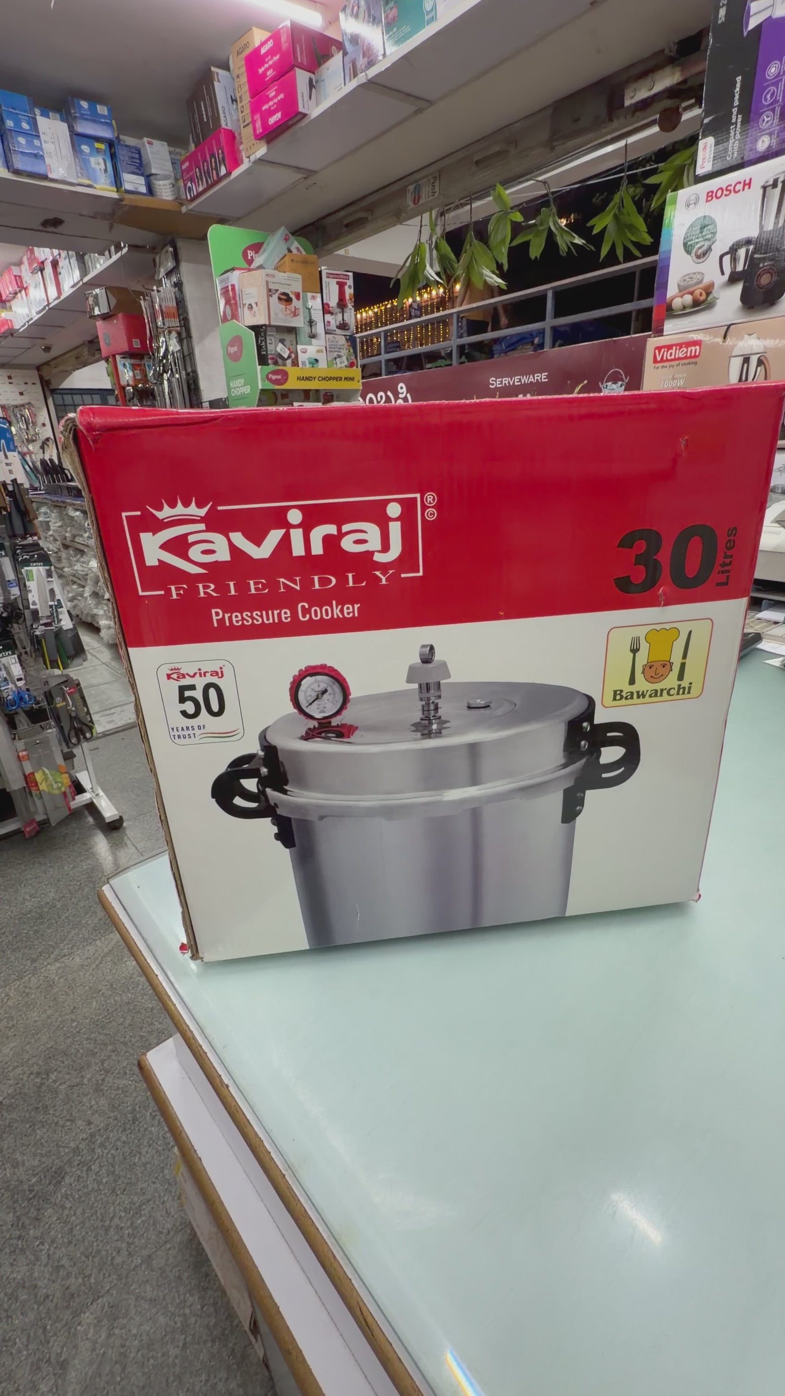 Kaviraj Bawarchi 30L Commercial Aluminium Pressure Cooker - Outer Lid - Made in India
