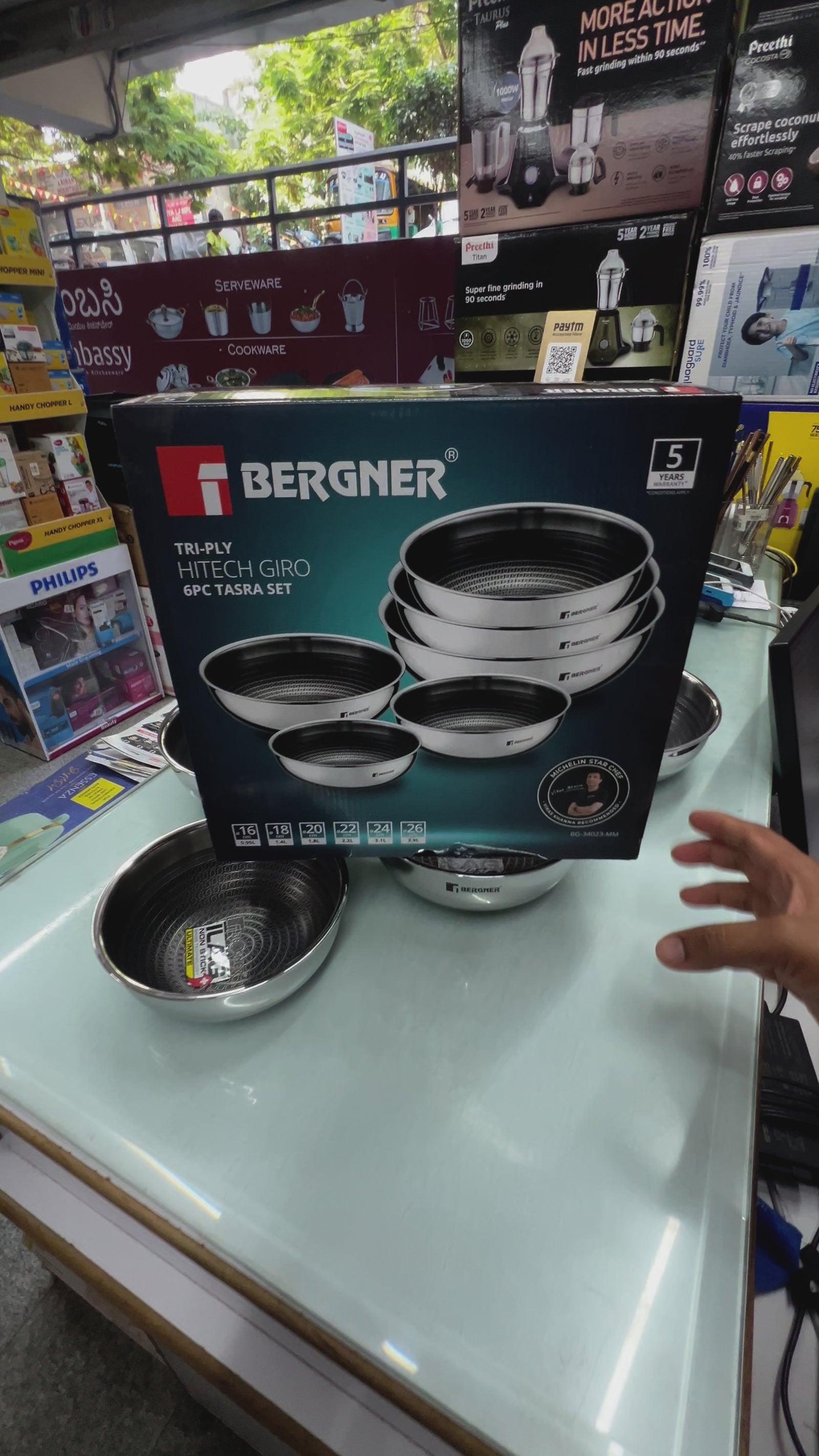 Bergner Hitech Giro Triply Stainless Steel 6PC Tasra Set with Steel Guard Technology