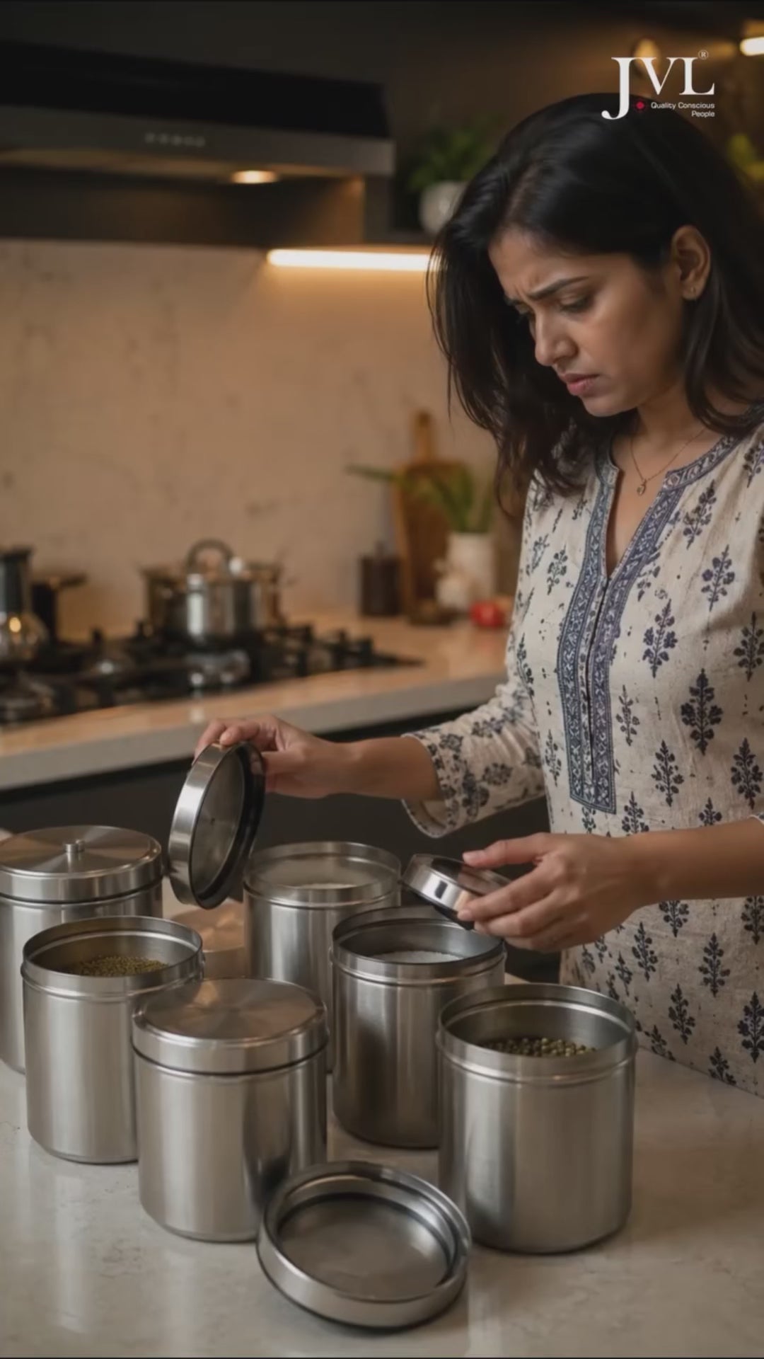 JVL Stainless Steel Kitchen Galaxy Window Storage Canister – Capsule Shape