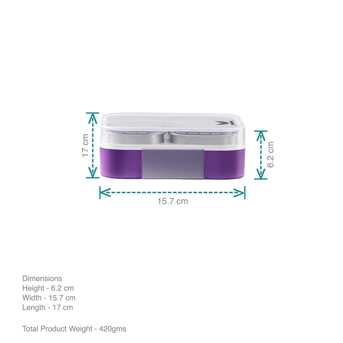 VAYA TYDBYT Stainless Steel Bento Lunch Box with 3 Leakproof Compartments – Perfect for Kids, Office & School