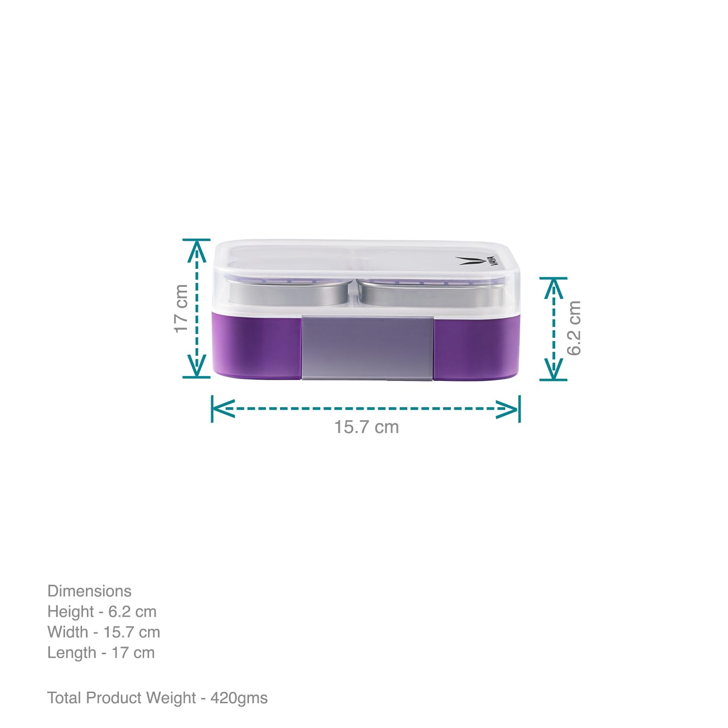 VAYA TYDBYT Stainless Steel Bento Lunch Box with 3 Leakproof Compartments – Perfect for Kids, Office & School