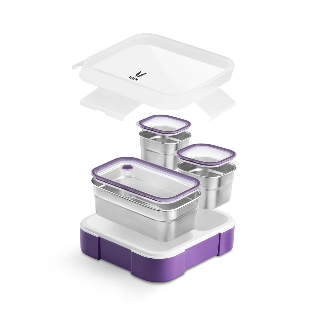 VAYA TYDBYT Stainless Steel Bento Lunch Box with 3 Leakproof Compartments – Perfect for Kids, Office & School