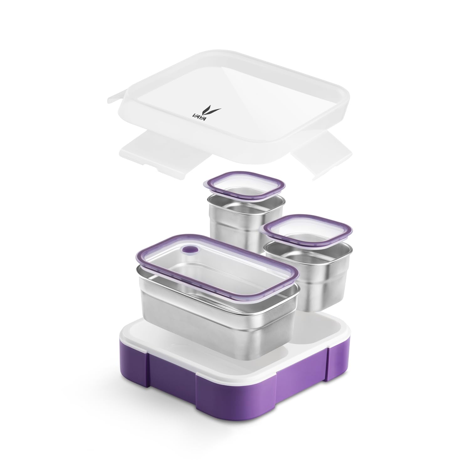 VAYA TYDBYT Stainless Steel Bento Lunch Box with 3 Leakproof Compartments – Perfect for Kids, Office & School
