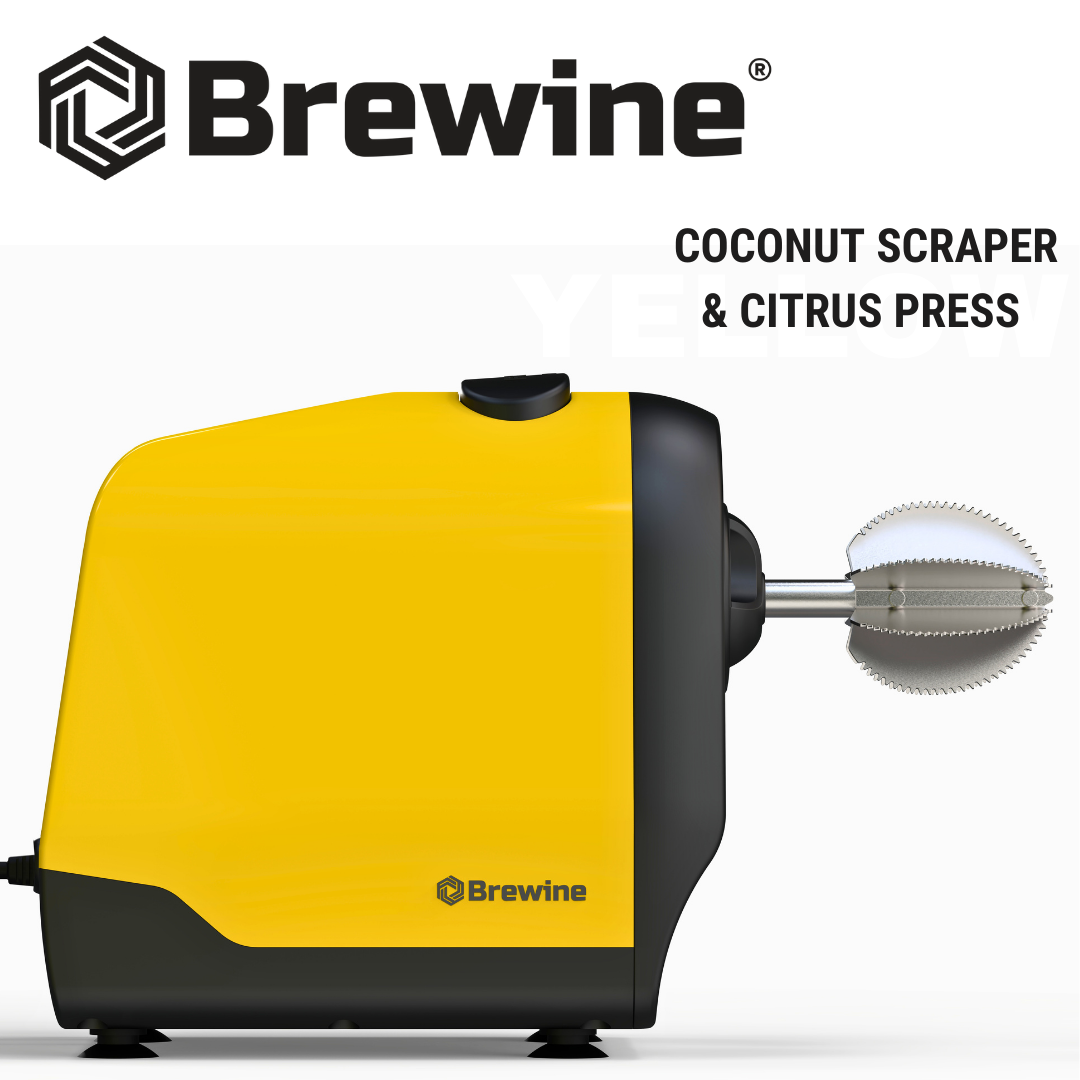 Brewine Coconut Scraper &amp; Citrus Press, 200 watts, Yellow