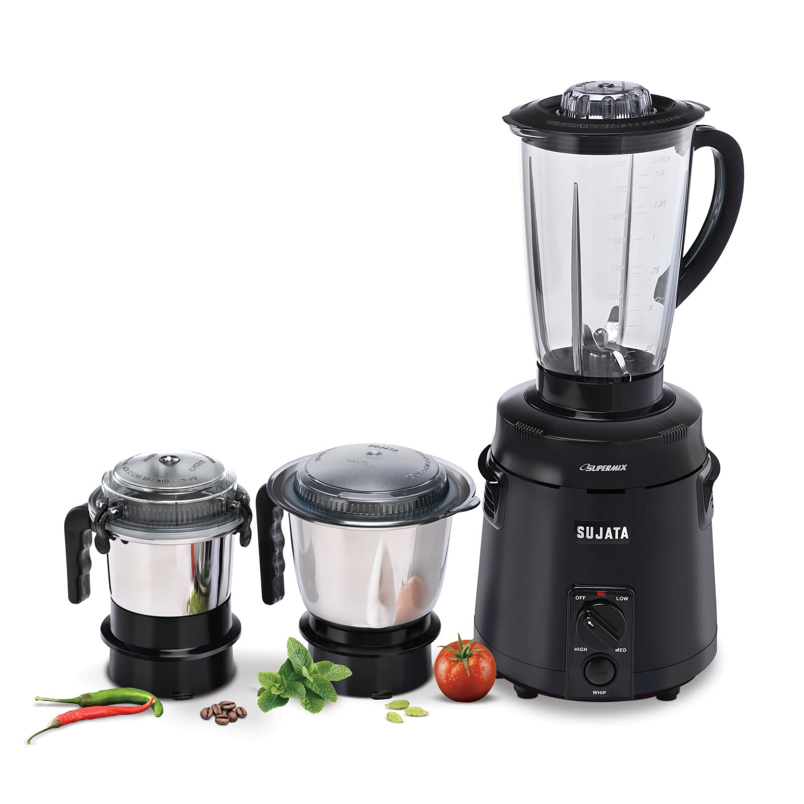 Sujata Supermix 900 Watts Mixer Grinder with 3 Versatile Jars | 22000 RPM | 90 Minutes Continuous Operation