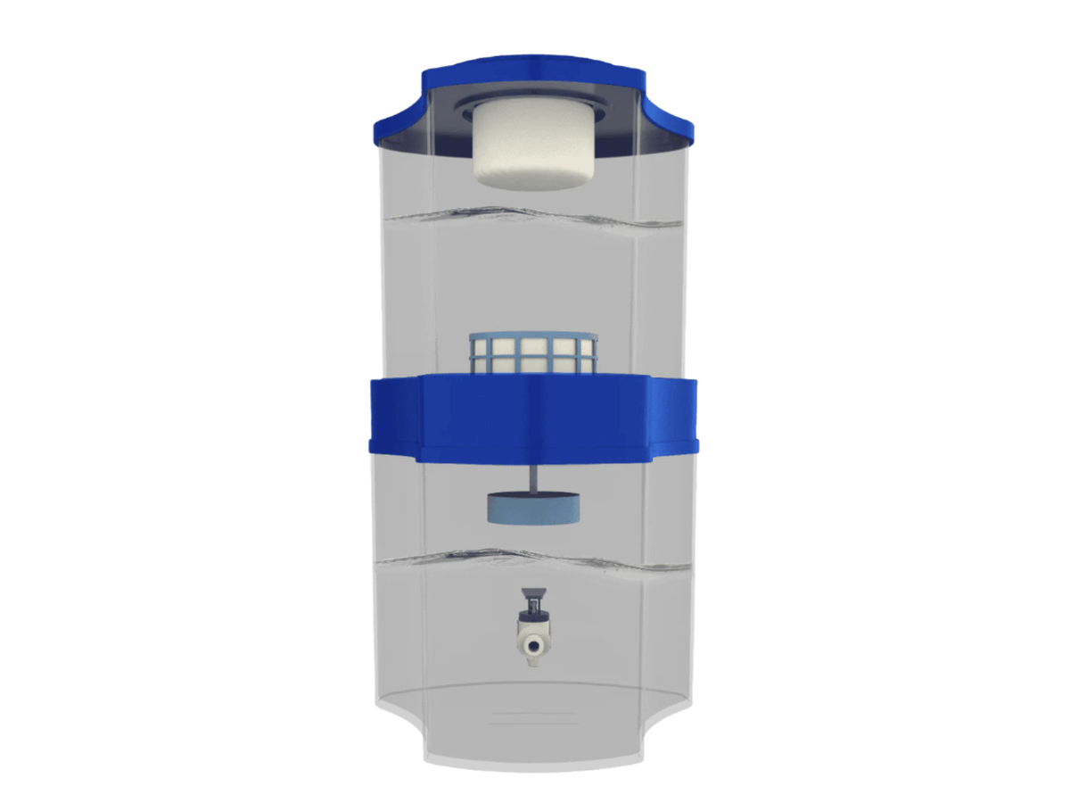 Chemical-free gravity water purifier with long-lasting cartridge