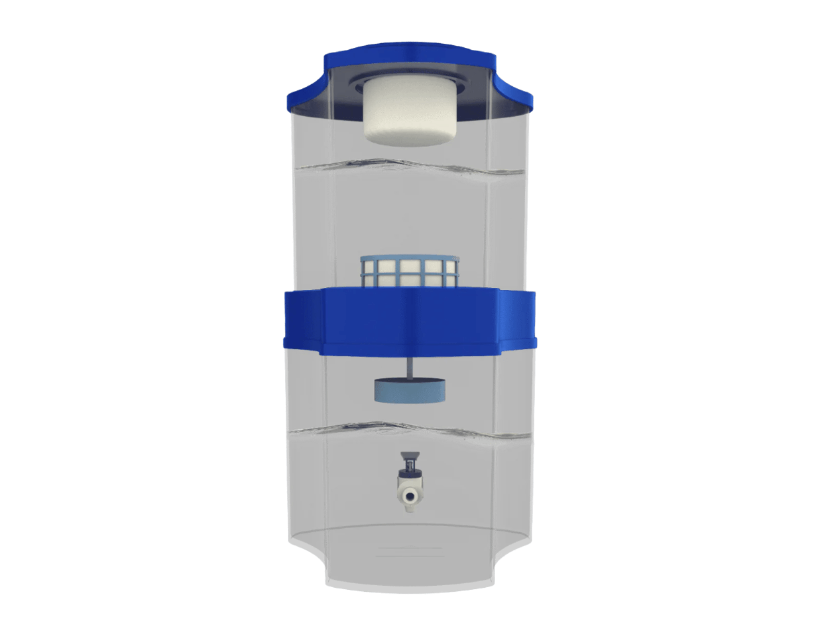 Chemical-free gravity water purifier with long-lasting cartridge