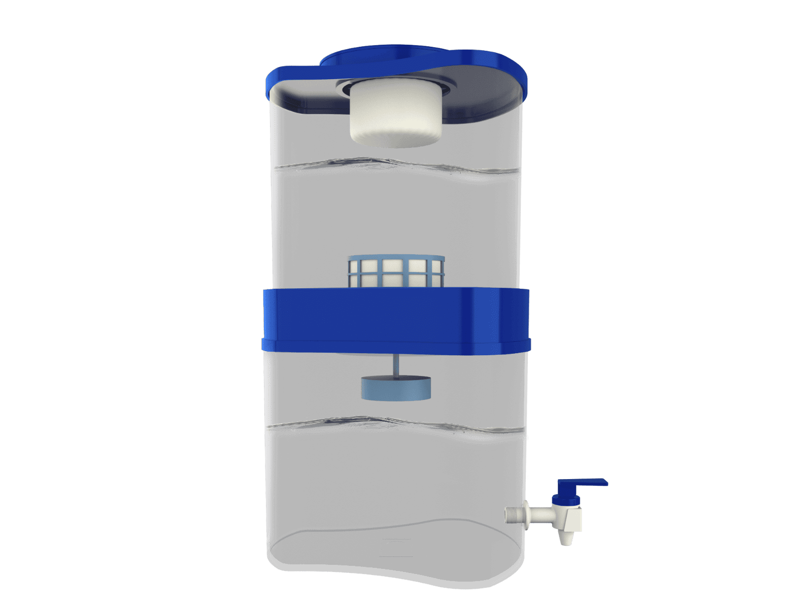 Aquaguard SURE+ Captain Gravity Water Purifier with blue accents and transparent body