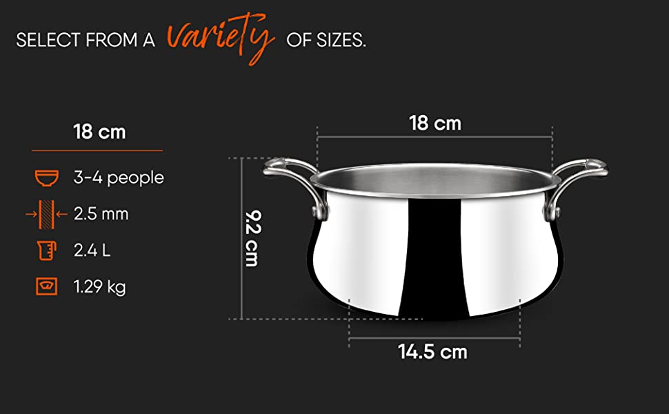 Stahl Triply Stainless Steel Artisan Belly Pot with Lid