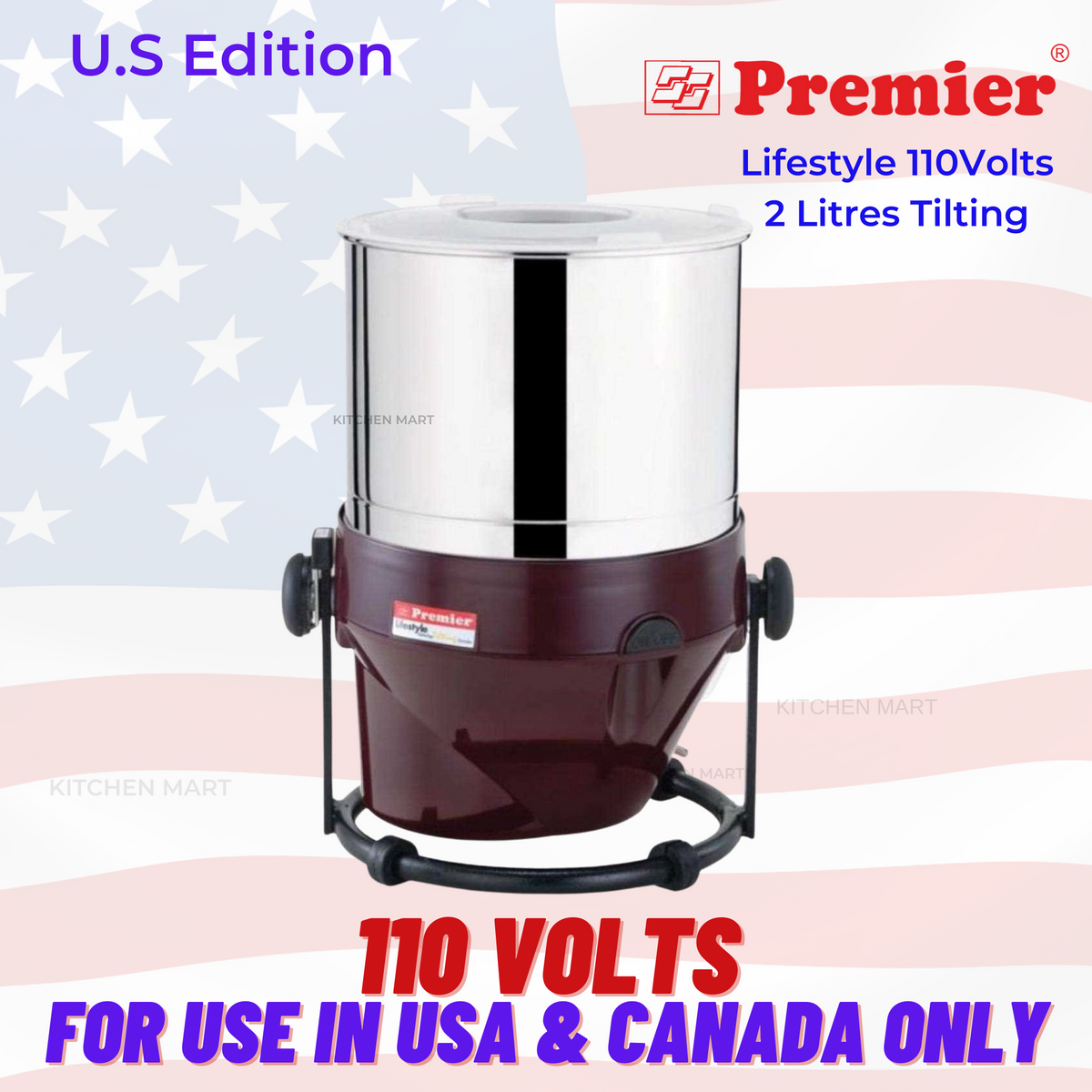 Premier Lifestyle Wet Grinder (Multicolor) 110 volts for use in USA &amp; Canada Only