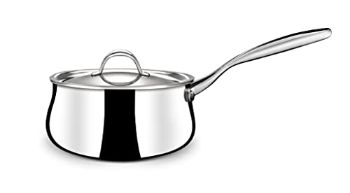 Stahl Triply Stainless Steel Belly Saucepan with Lid