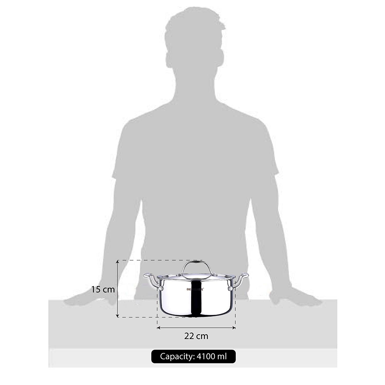 Bergner Argent Triply Stainless Steel Casserole with Lid