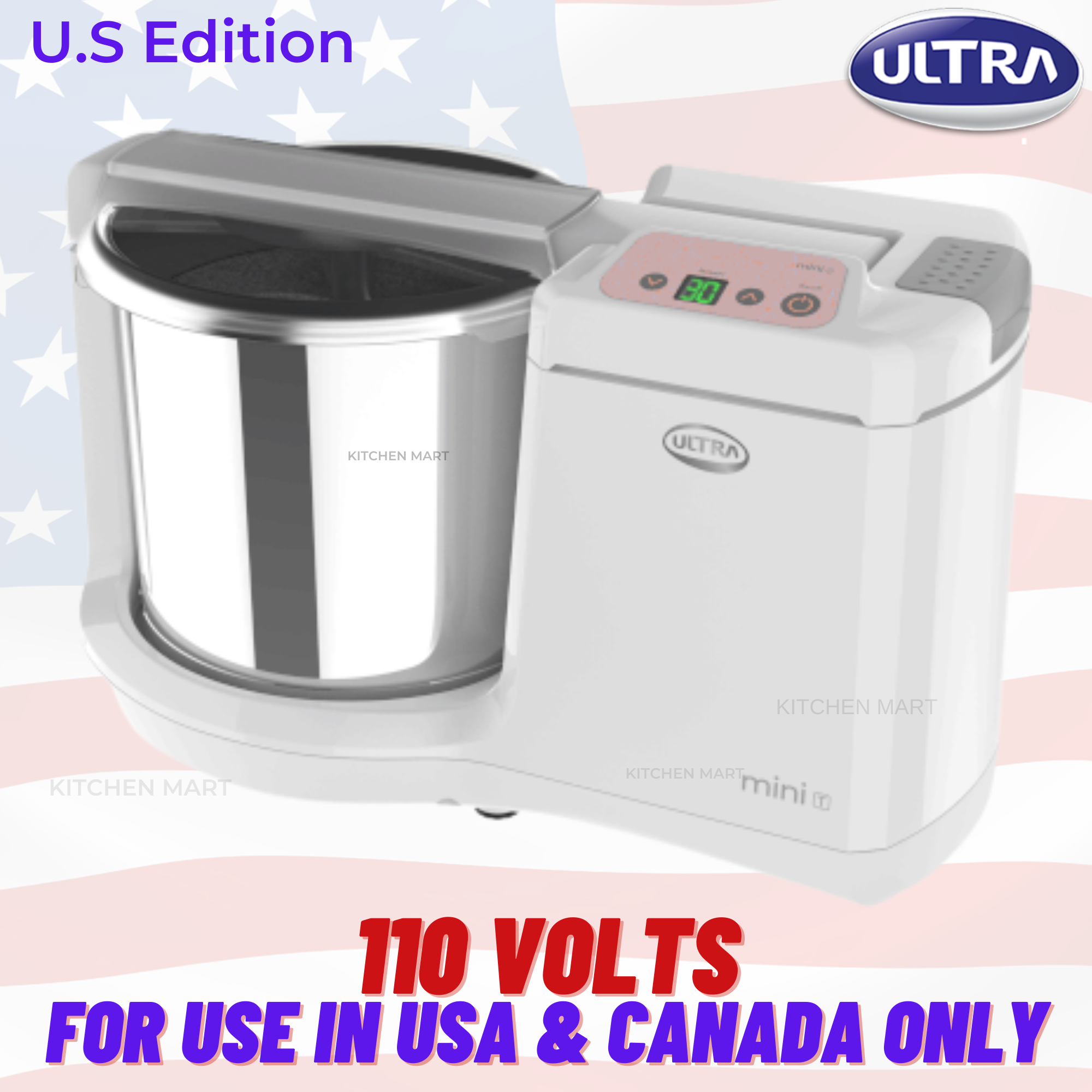 Elgi Ultra Wet Grinder Mini T with timer, 1.25 Litres, 110 Volts for use in USA & Canada only