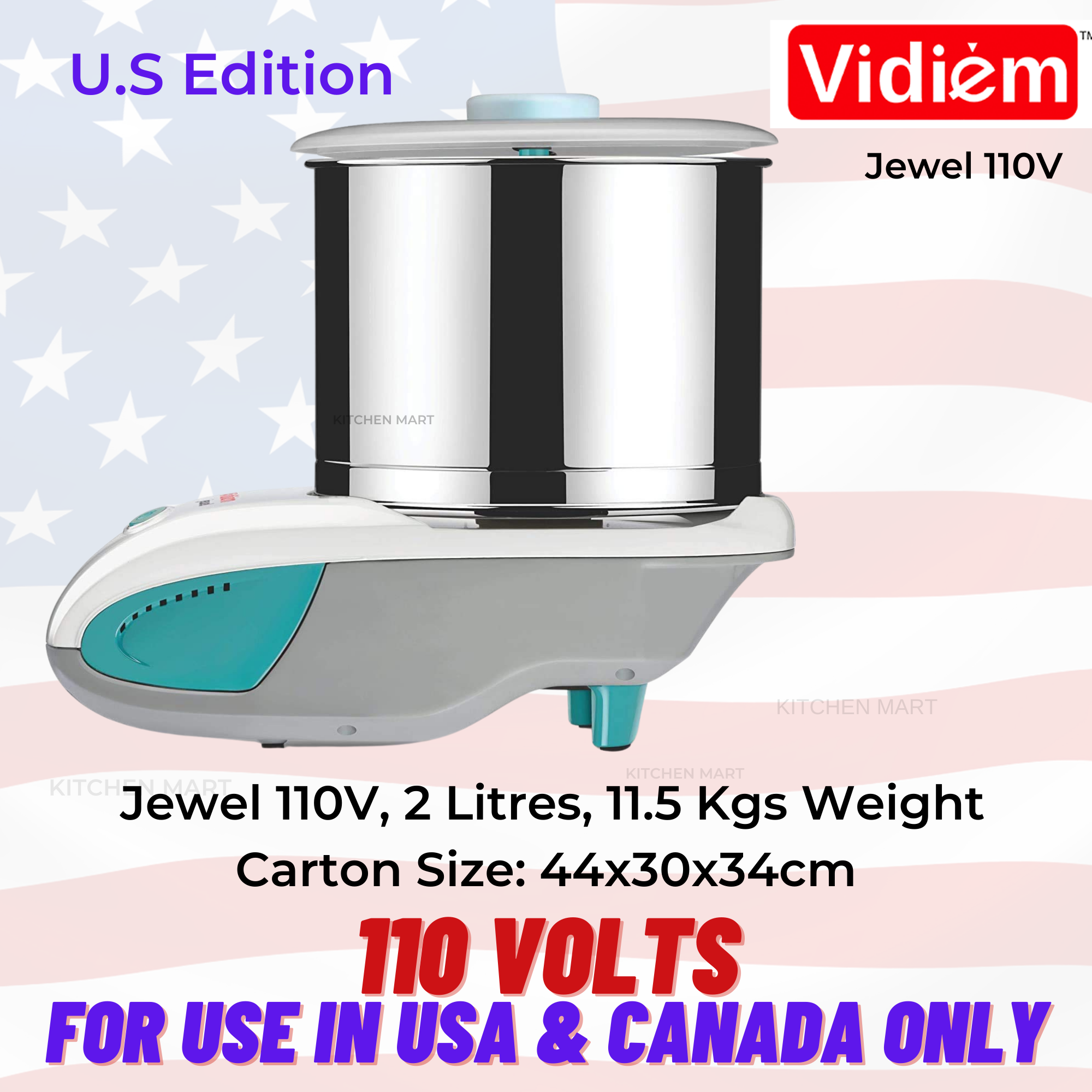 Vidiem Jewel Wet Grinder 110Volts for use in USA & CAnada Only