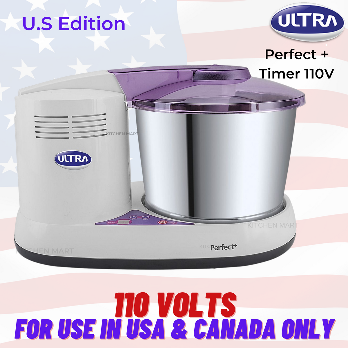 ELGI ULTRA PERFECT Plus with Timer WET GRINDER, 2 LITRES, 110 VOLTS FOR USE IN USA &amp; CANADA ONLY