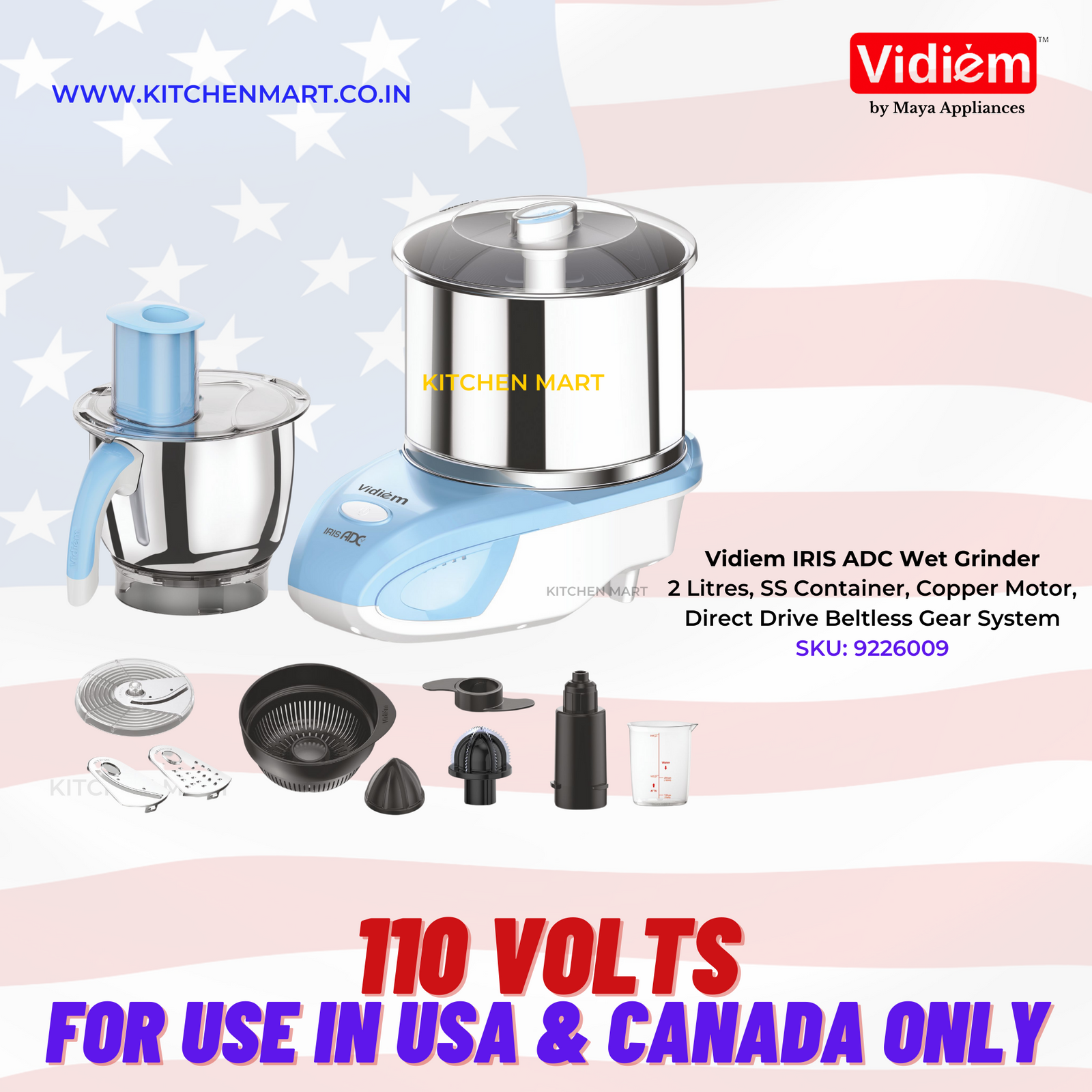 VIDIEM IRIS ADC WITH FOOD PROCESSOR - 110 V