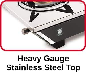 Vidiem GS SS2 196 A VIVA SS 2 Burner Manual Stainless Steel Frameless Gas Stove (Black)