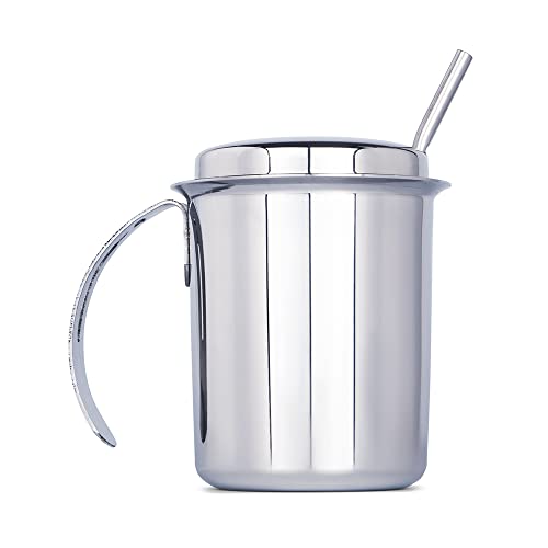 GAZELLE - Stainless Steel Glass with Straw for Kids | Sipper Glass with Lid Straw 90s Kids&#39; Favourite Cup | Steel Glass for Kids Water Milk Juice | Steel Sipper Straw Tumbler for Kids 250ml