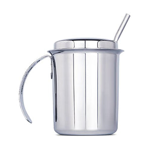 GAZELLE - Stainless Steel Glass with Straw for Kids | Sipper Glass with Lid Straw 90s Kids' Favourite Cup | Steel Glass for Kids Water Milk Juice | Steel Sipper Straw Tumbler for Kids 250ml