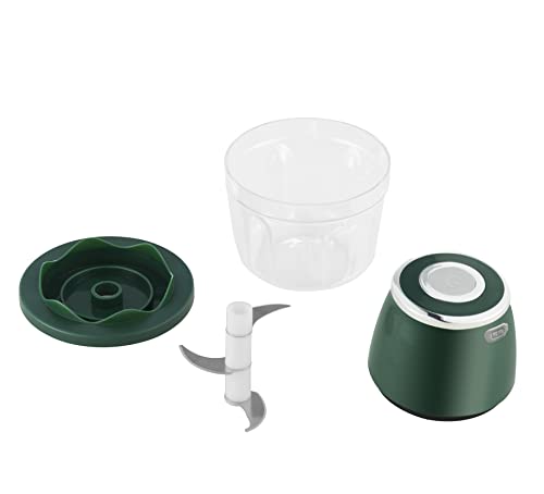 Pigeon Zoom Rechargable Electric Chopper 350 ml, Portable with 3 Stainless Steel Blades for Effortlessly Chopping Vegetables and Fruits - Green