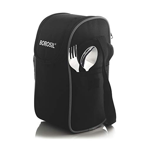 Borosil - Hot-N-Fresh Stainless Steel Insulated Lunch Box, Set of 3 (1pcs 350 ml + 2pcs 420 ml), Grey