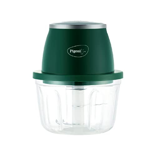 Pigeon Zoom Rechargable Electric Chopper 350 ml, Portable with 3 Stainless Steel Blades for Effortlessly Chopping Vegetables and Fruits - Green