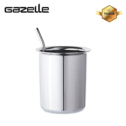 GAZELLE - Stainless Steel Glass with Straw for Kids | Sipper Glass with Straw 90s Kids' Favourite Cup | Steel Glass for Kids Water Milk Juice | Steel Sipper Straw Tumbler for Kids 250ml