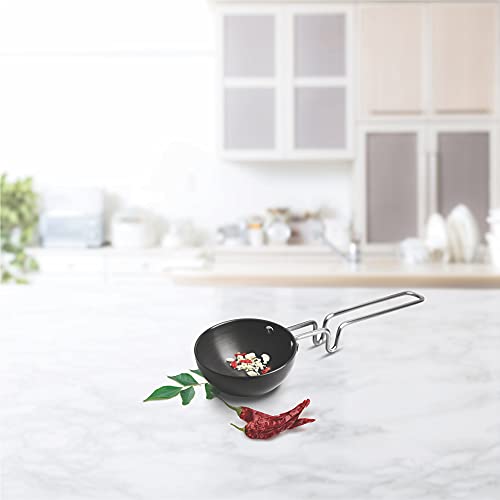 Milton Pro Cook Hard Anodized Tadka Pan, 10 cm | Vaghar Pan | Chounk Pan | Baghar Pan