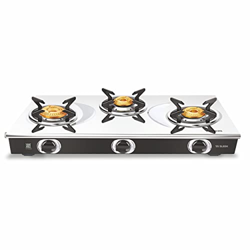 Vidiem Gas Stove S3 213 A SLEEK (Black) | Stainless Steel 3 Burner Gas Stove | Manual Ignition | Safety, Reliability, High Efficiency | ISI Certified | 5 years warranty