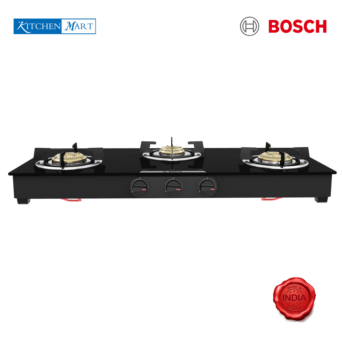 Bosch Glasstop Gas Stove Series 4 Tabletop gas 3 Burner Stove PNW1E6V10I 80cm Black