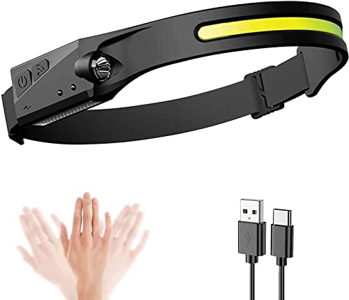 Lista LED Headlamp with All Perspectives Induction 230° Illumination, 350 Lumens, Weatherproof Type C Rechargeable Head Lamp for Running