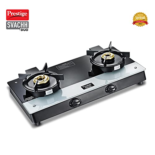Prestige Svachh Duo GTSD 02 Toughened Glass with Liftable 2 Burners Gas Stove