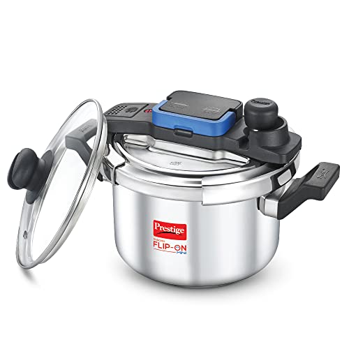 Prestige Svachh FLIP-ON SS Pressure Cooker 22 cm-5 L with Glass Lid
