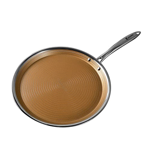 BERGNER Hitech Giro Gold Triply Stainless Steel Scratch Resistant Non Stick Tawa/Dosa Tawa, 30 cm, Induction Base, Food Safe (PFOA Free), 5 Years Warranty, Silver