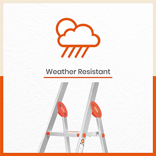 Bathla Advance 4-Step Foldable Aluminium Ladder with Sure-Hinge Technology (Orange)