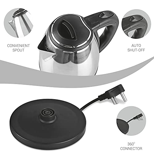 Milton Insta Electric 2000 Stainless Steel Kettle, 2 Litres, Silver