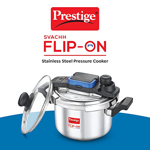 Prestige Svachh FLIP-ON SS Pressure Cooker 22 cm-5 L with Glass Lid