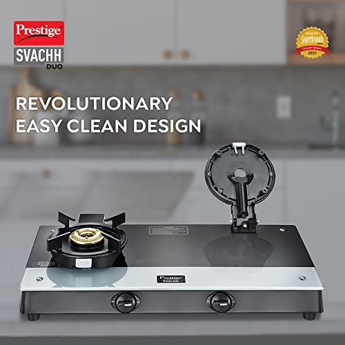 Prestige Svachh Duo GTSD 02 Toughened Glass with Liftable 2 Burners Gas Stove