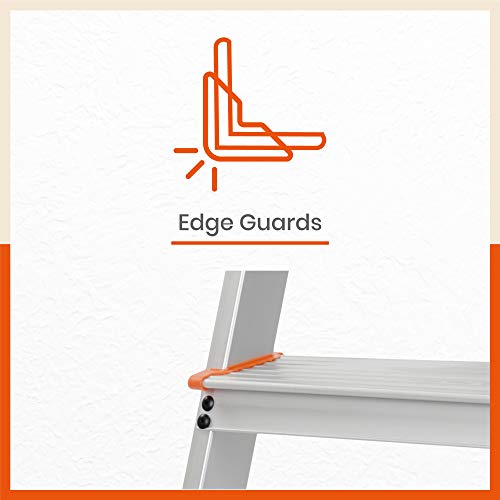 Bathla Advance 3-Step Foldable Aluminium Ladder with Sure-Hinge Technology (Orange)