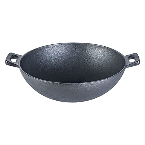 Wonderchef Forza Cast-Iron Kadhai, Pre-Seasoned Cookware, Induction Friendly, 24cm, 1.9L, 3.8mm
