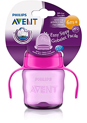 Philips Avent Silicone Rubber Classic Soft Spout Cup, (Pink/Purple) 200 ML 1 Piece